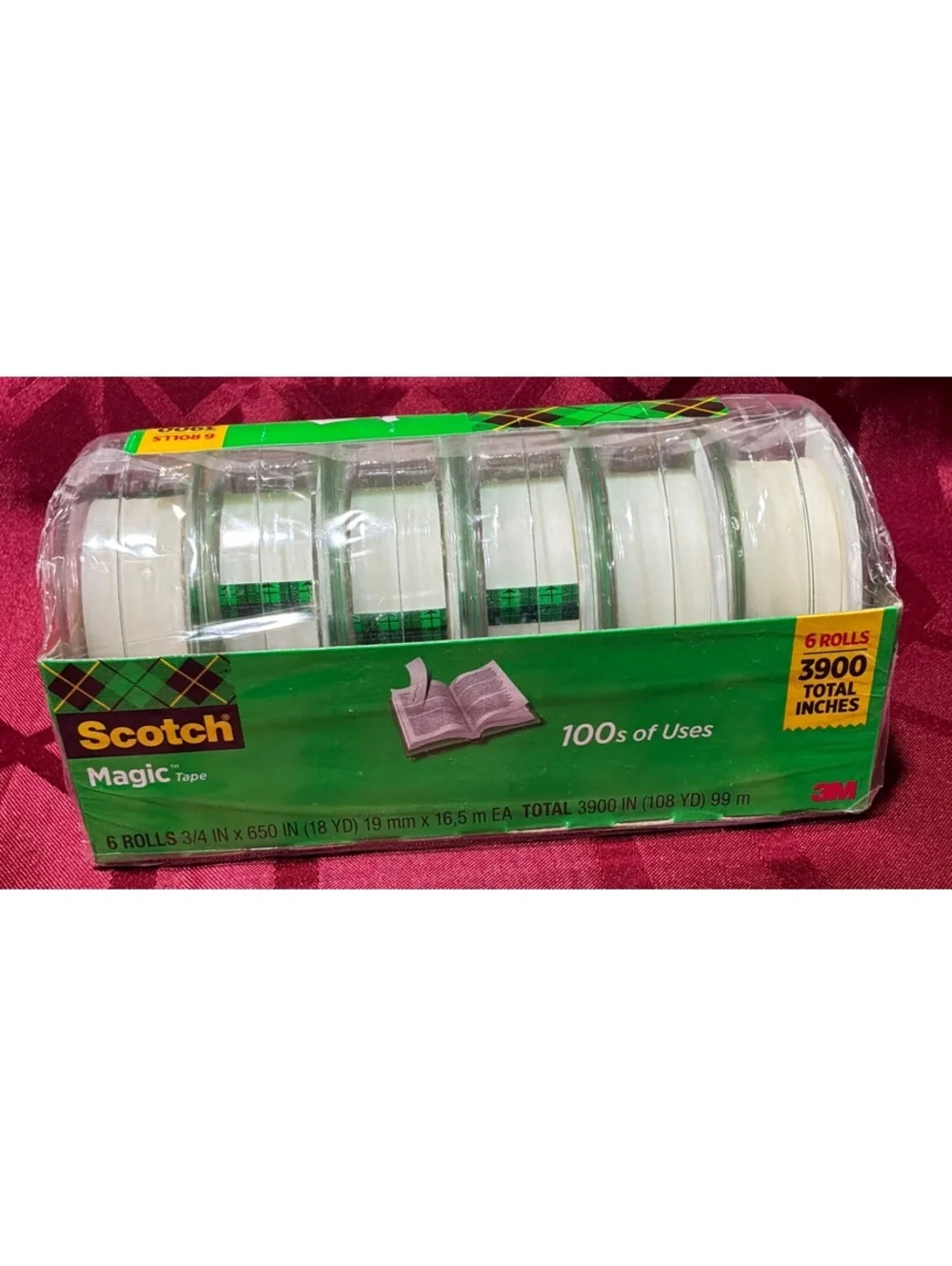 Scotch Magic Tape 6 Rolls, 3/4 in x 650 in (18 yd) Invisible Matte Finish Tape